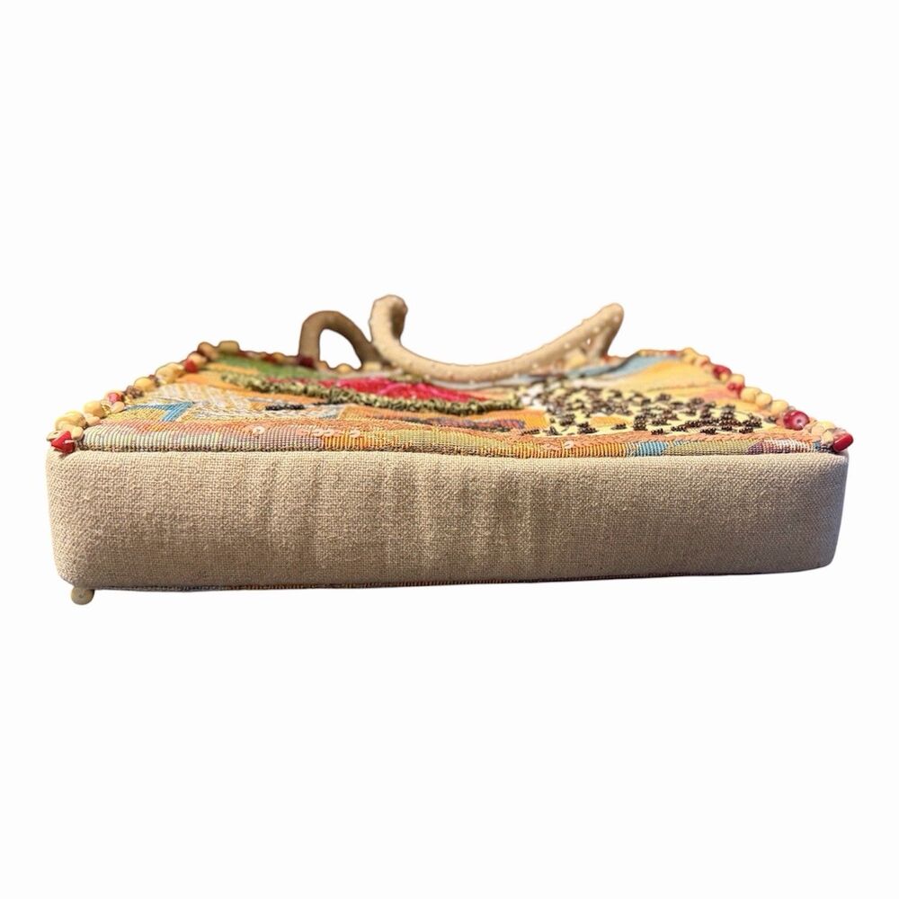 Mary Frances Leopard Beach Tapestry Beaded Sequin Tote Bag Mirror Magnetic Snap - Picture 6 of 13
